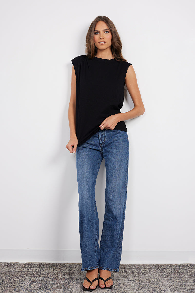 ASYMMETRICAL PLEATED MUSCLE TEE