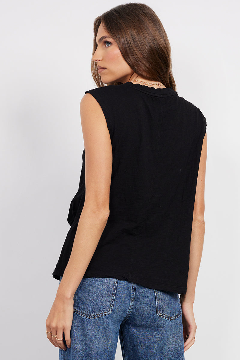 ASYMMETRICAL PLEATED MUSCLE TEE