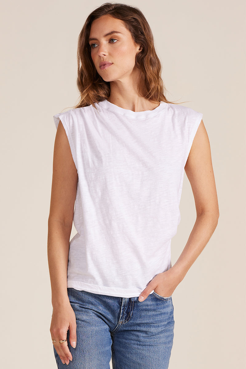ASYMMETRICAL PLEATED MUSCLE TEE