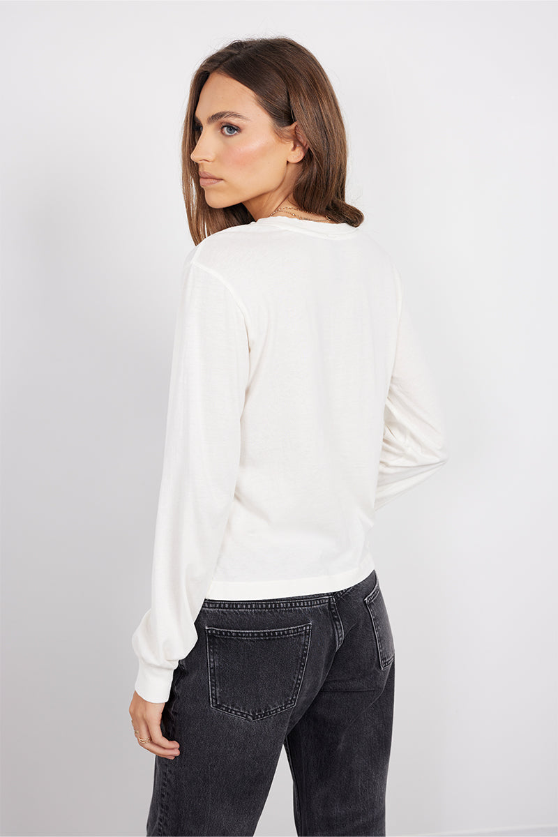 RIB MIX SPLIT NECK LONG SLEEVE TEE