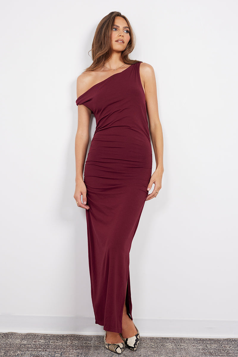 TWIST-OFF SHOULDER DRESS